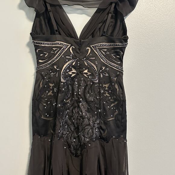 MANDALAY 4 COCKTAIL DRESS Embellished Sequin Fringe Cold Shoulder Black NWT - Picture 9 of 16